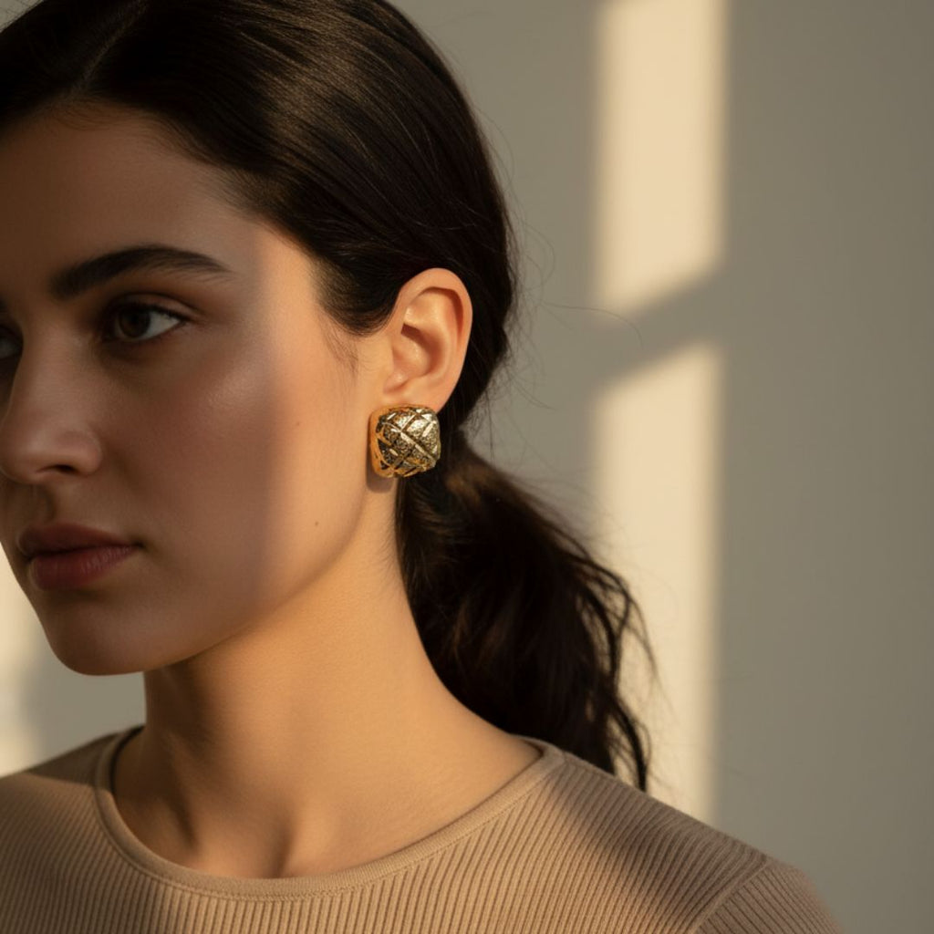 Crystal Cushion Stud Earring