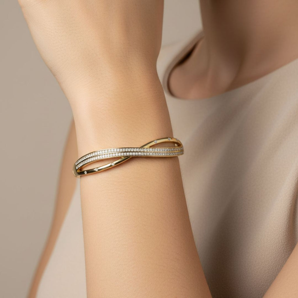Elegant Crossover Bangle Bracelet