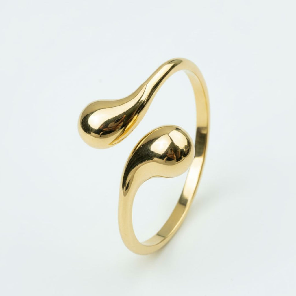 Modern Polished Gold Double Ball End Bangle