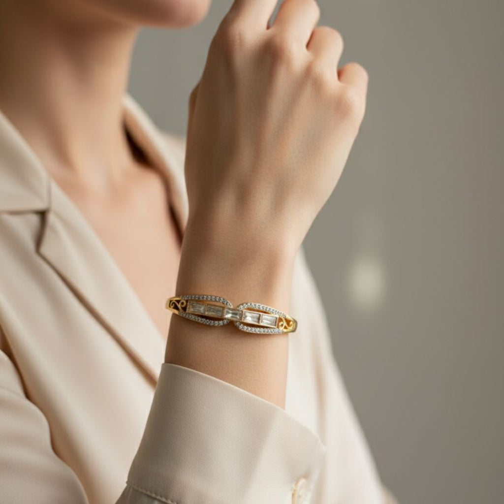 Deco Style Baguette Crystal Statement Bangle