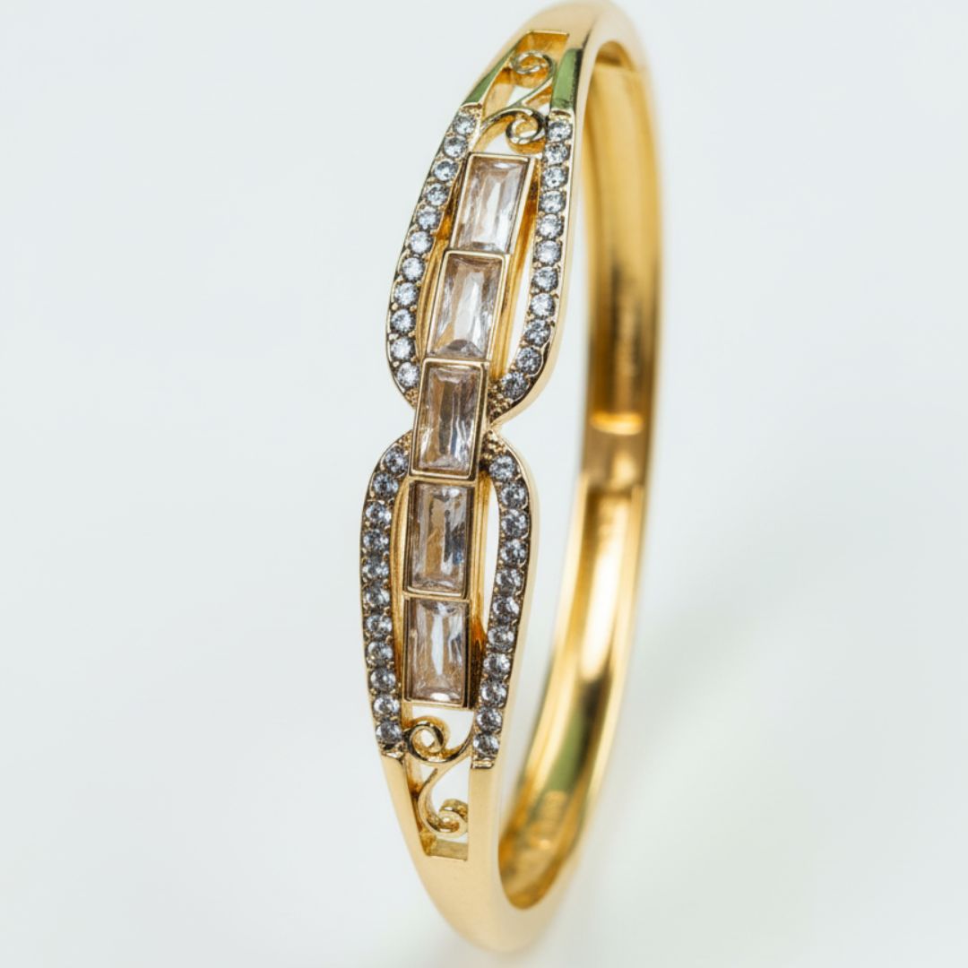 Deco Style Baguette Crystal Statement Bangle