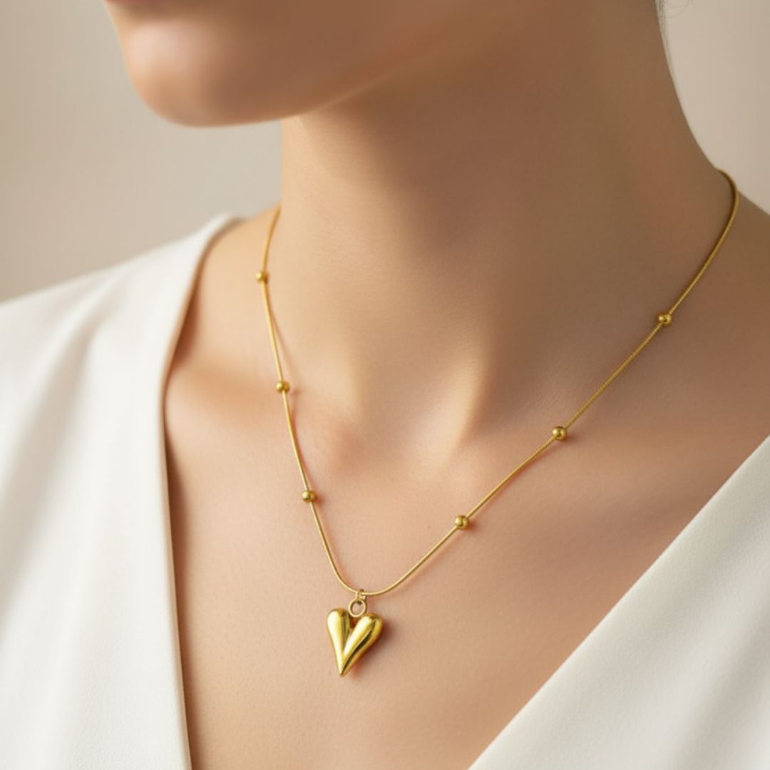 Dainty Gold Beaded Chain Necklace