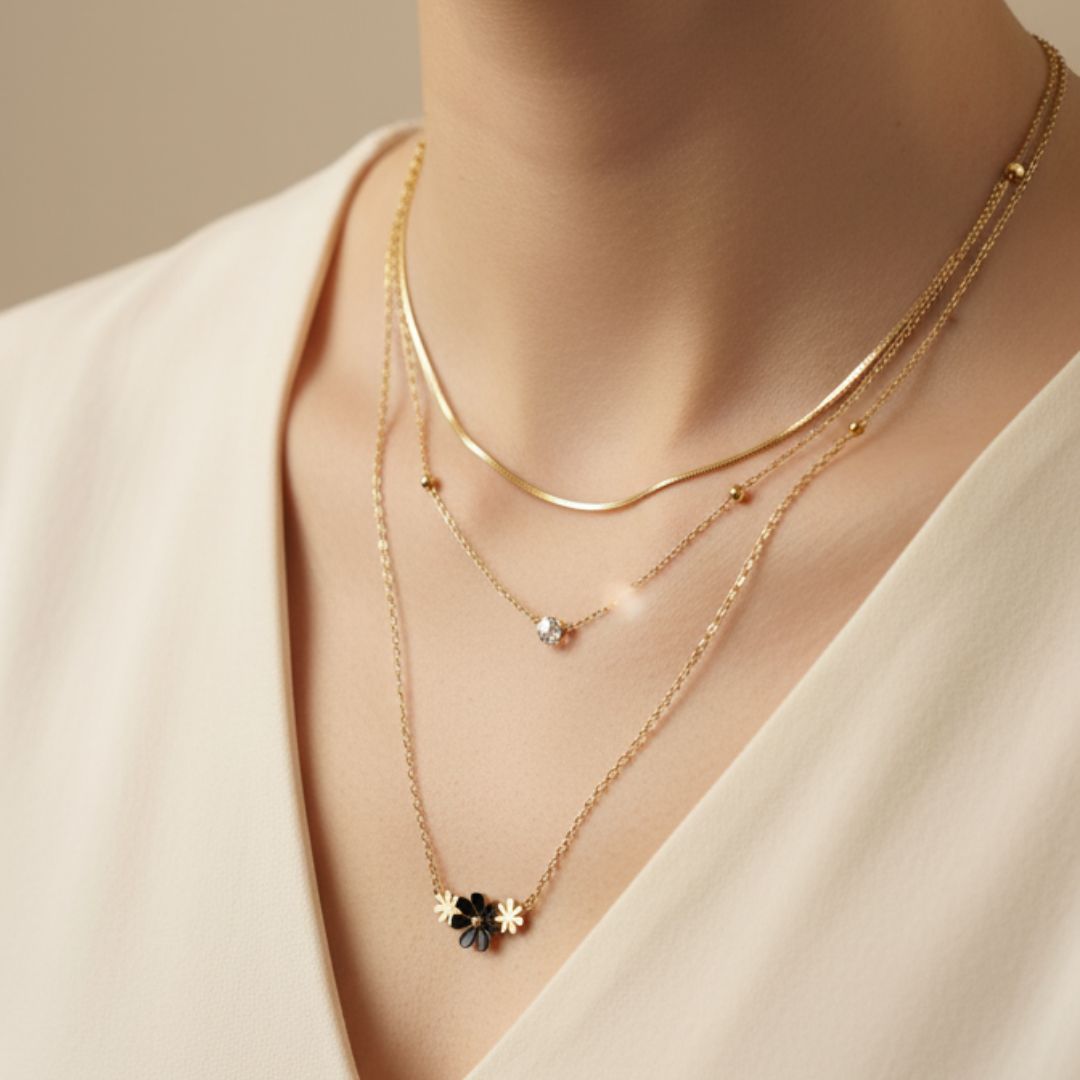 Chic Triple-Layer Gold Necklace