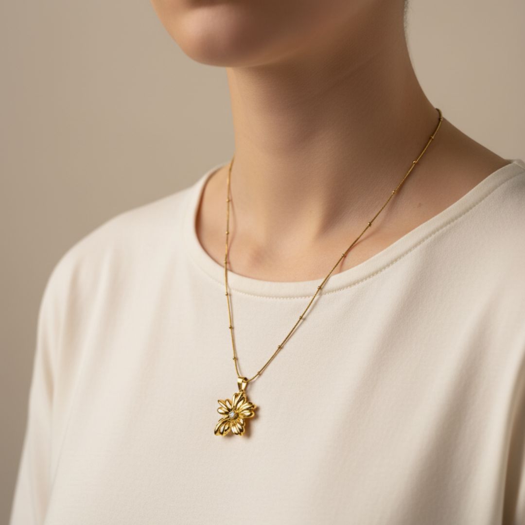 Radiant Bloom Gold Flower Necklace