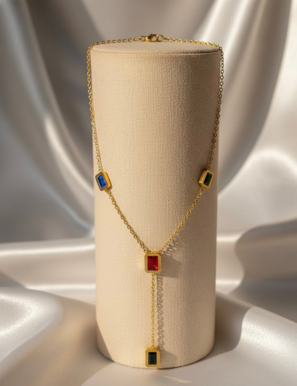 Geometric Color Drop Lariat Necklace