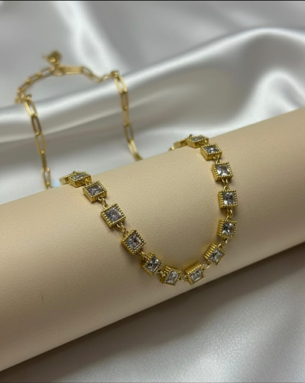 Glam Square Link Eternity Necklace