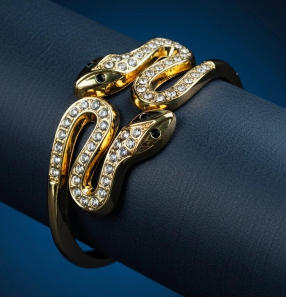 Crystal-Embellished Gold Cuff Bracelet