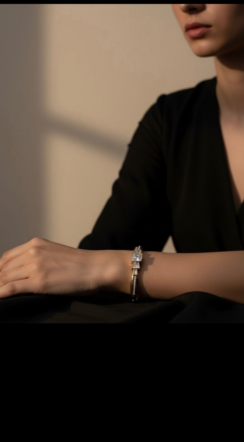 Art Deco Radiance Gold & Crystal Cuff Bracelet