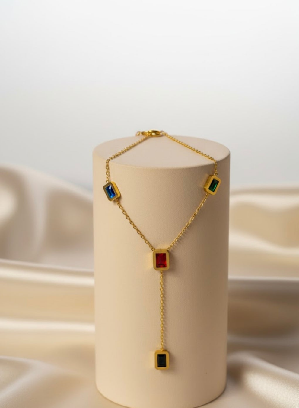 Geometric Color Drop Lariat Necklace