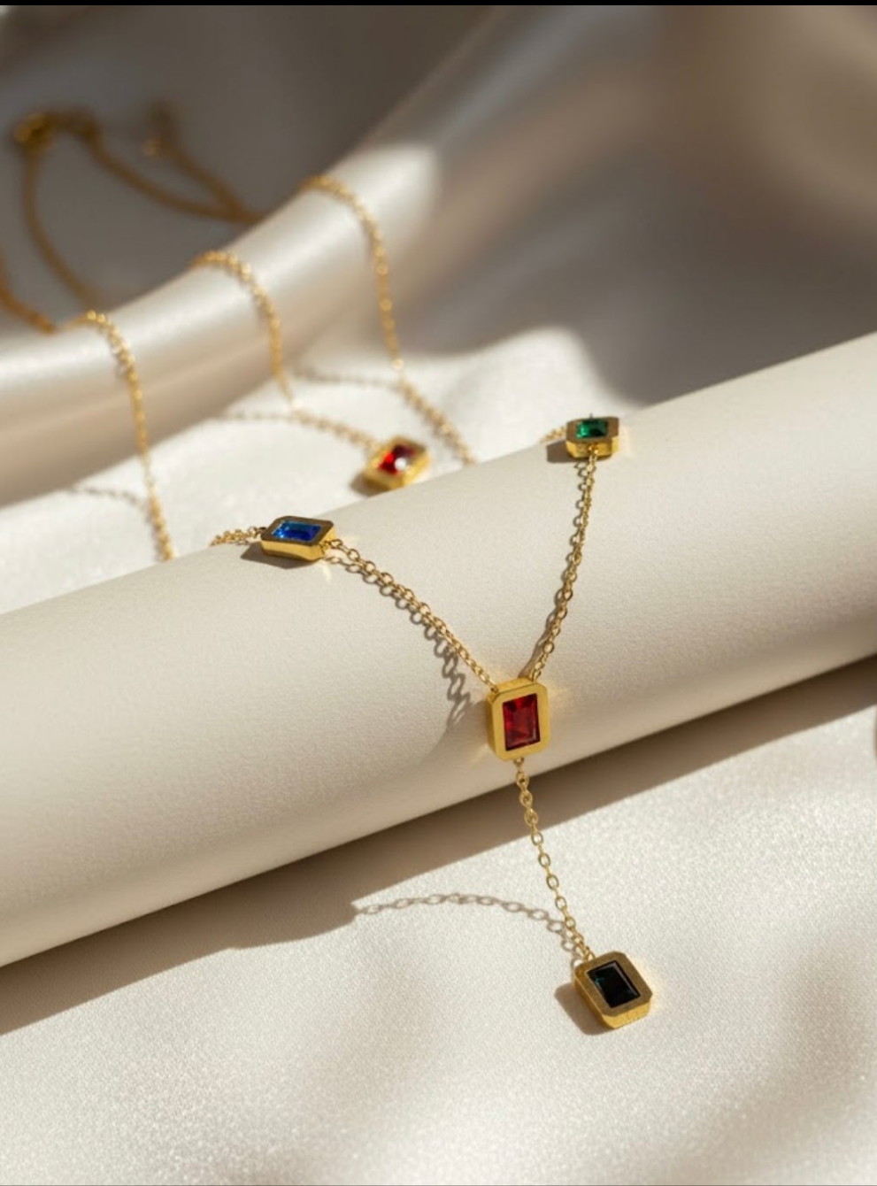 Geometric Color Drop Lariat Necklace