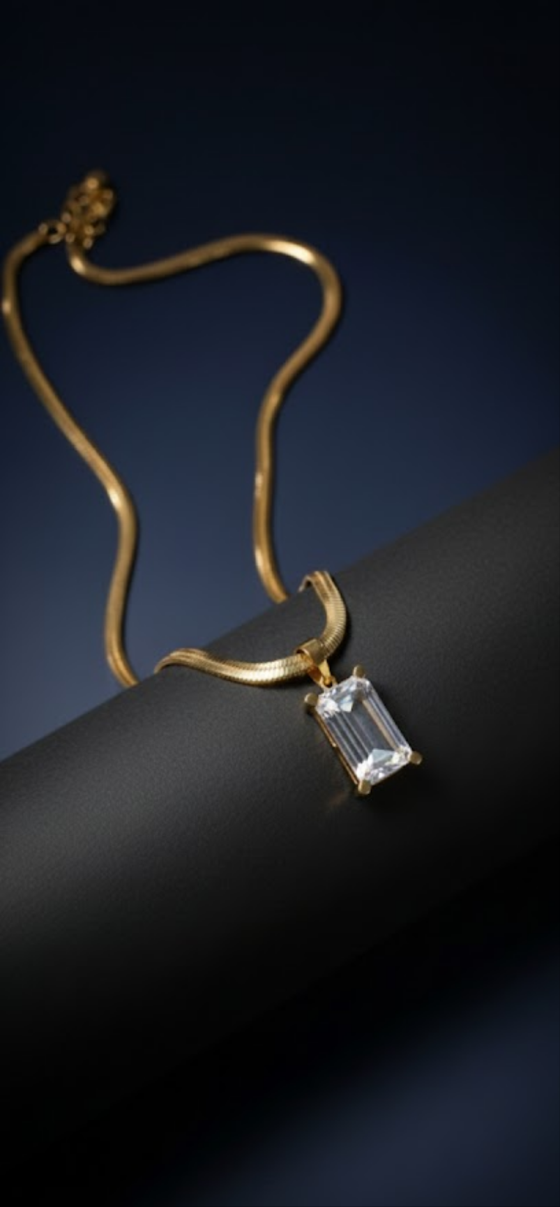 Red Rectangle Pendant on Snake Chain