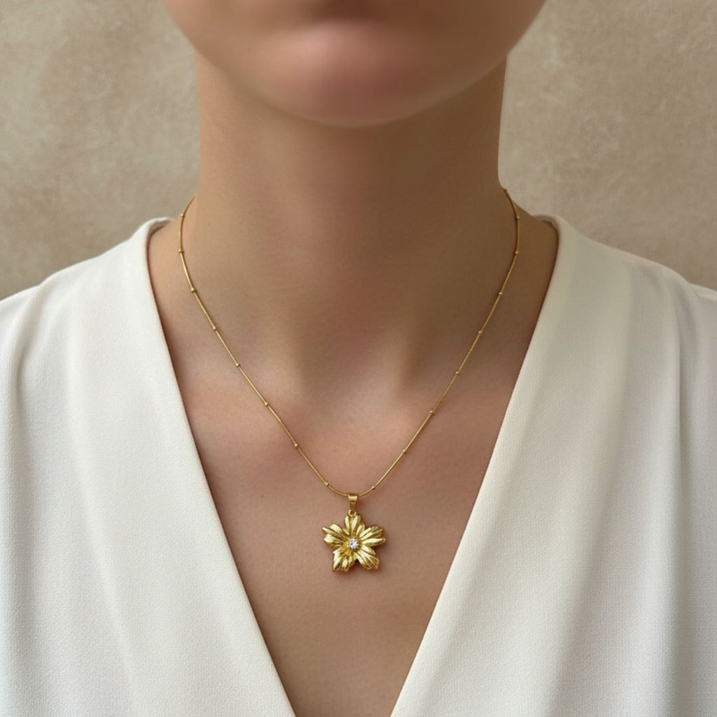 Radiant Bloom Gold Flower Necklace