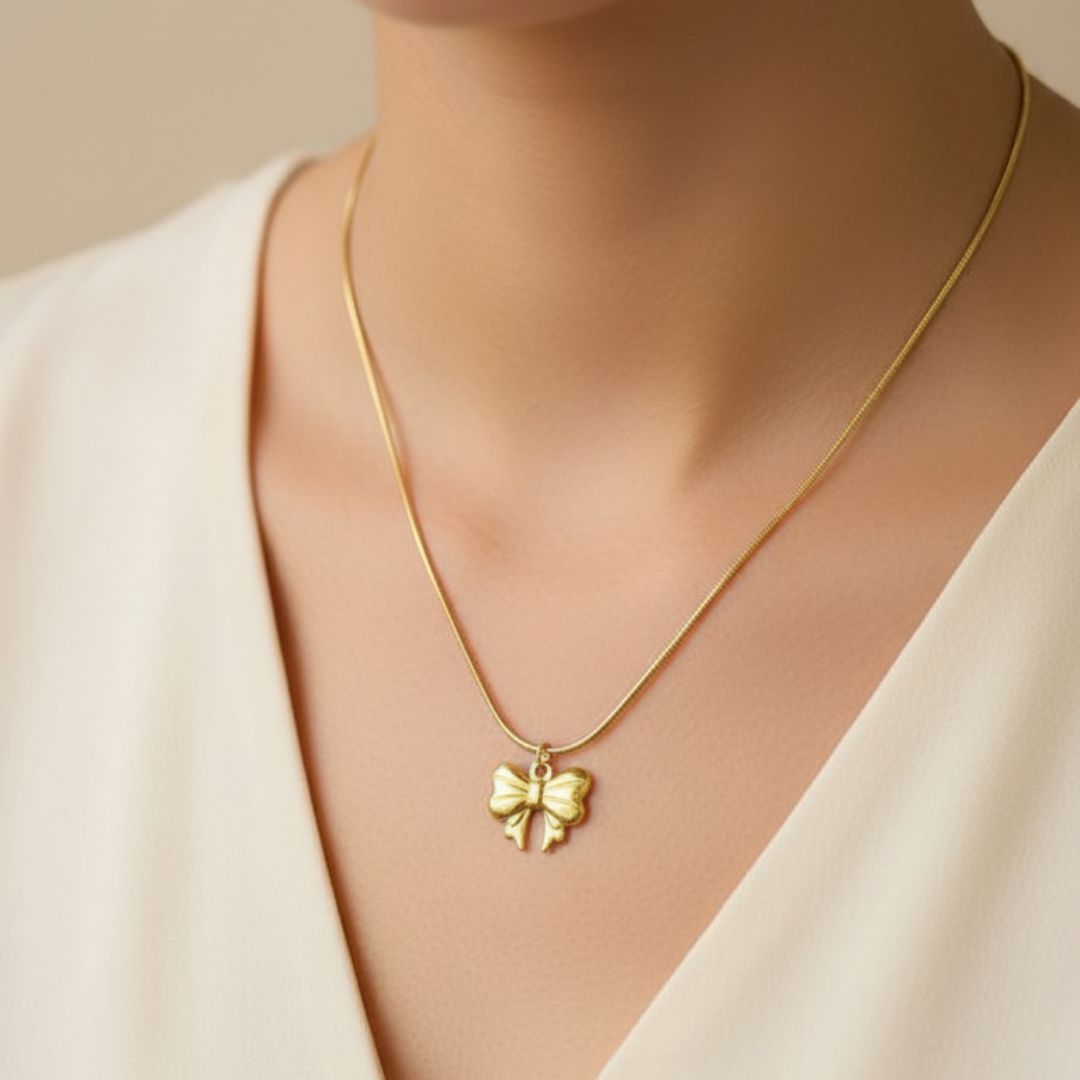 Elegant Bow Charm Necklace