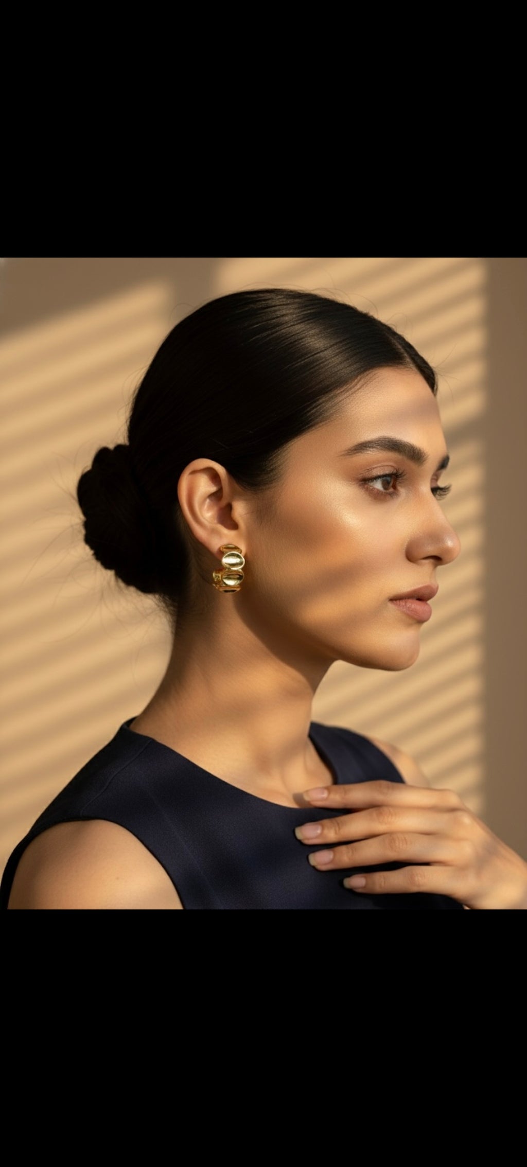 Oval Gold Drop Earrings