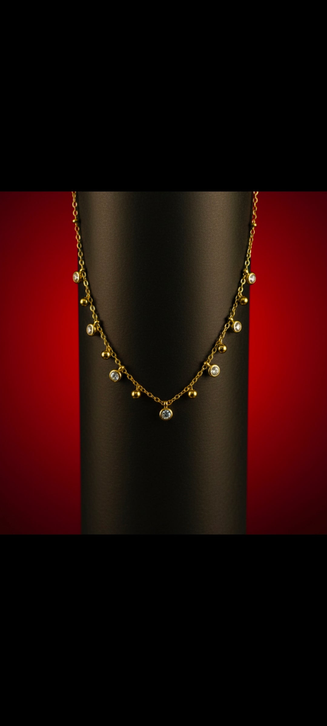 Sparkling Cascade Gold Dainty Necklace