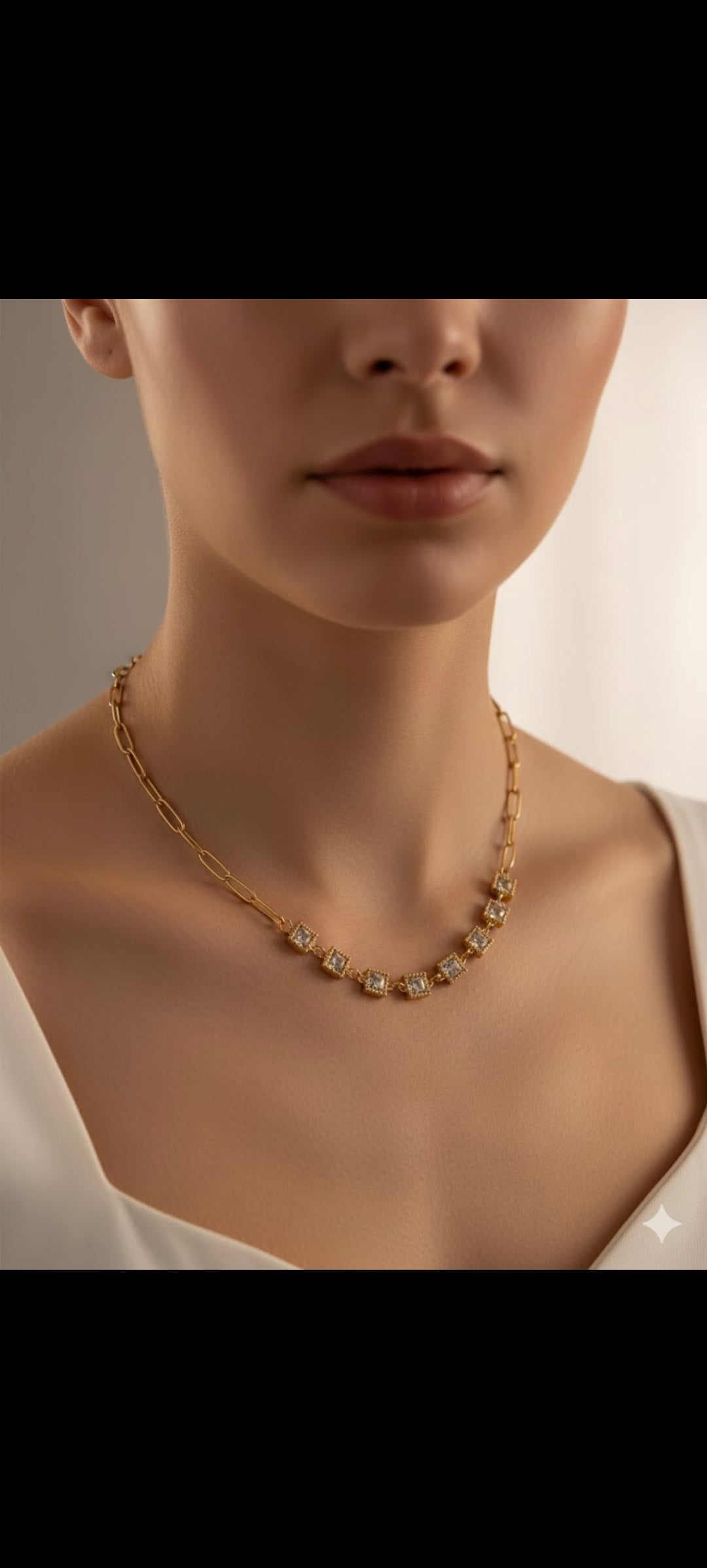 Glam Square Link Eternity Necklace